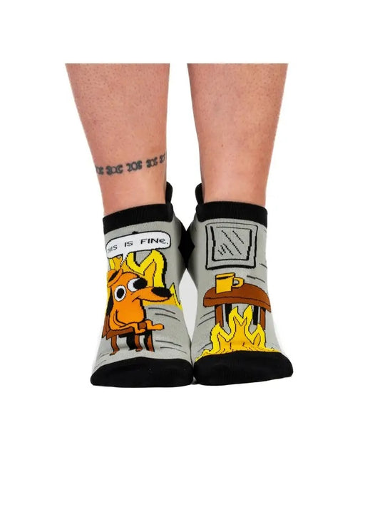 This Is Fine: Black Coffee Edition Ankle Socks