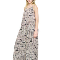 Jumpsuit Mushroom Print Striped