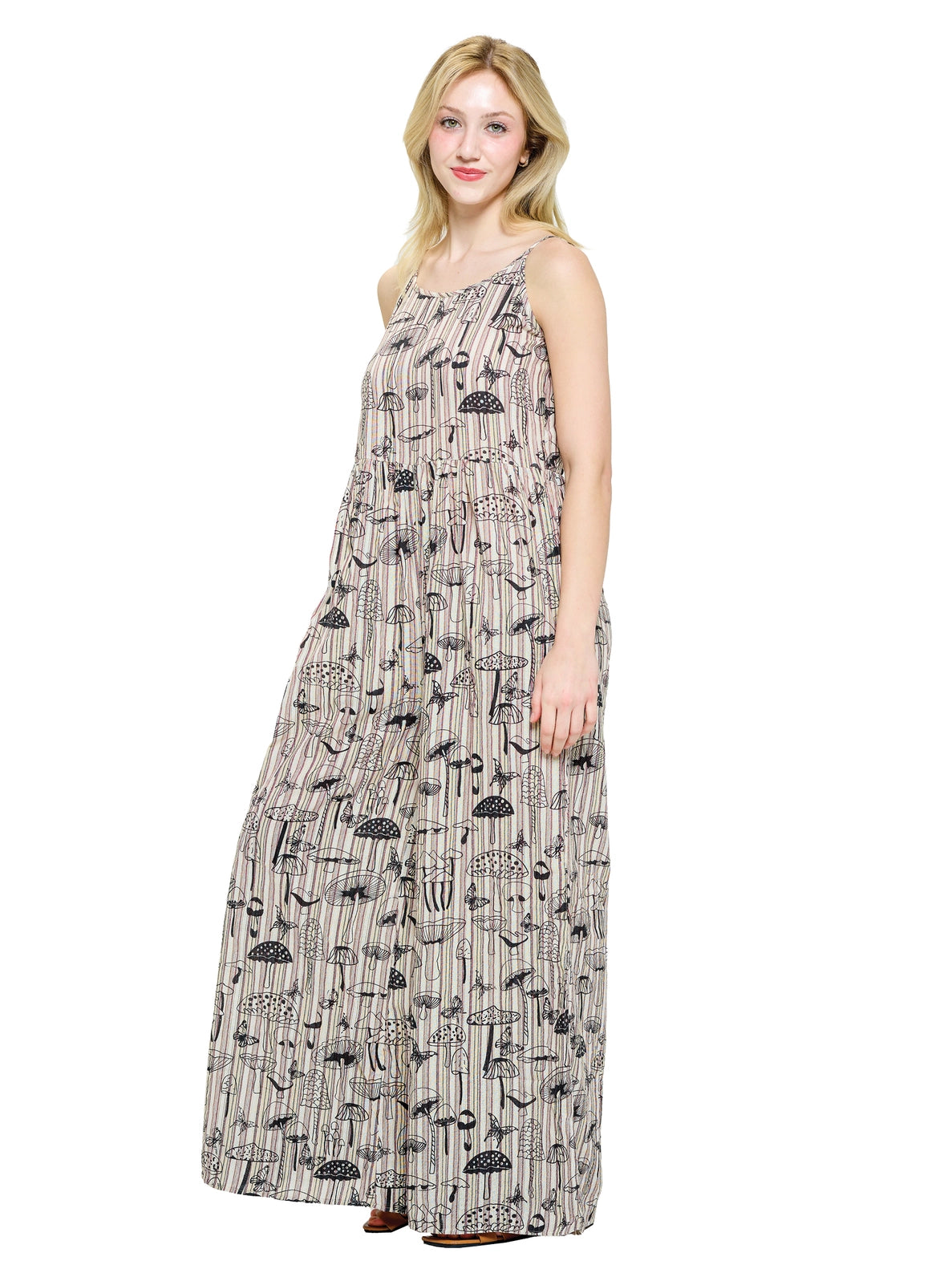 Jumpsuit Mushroom Print Striped