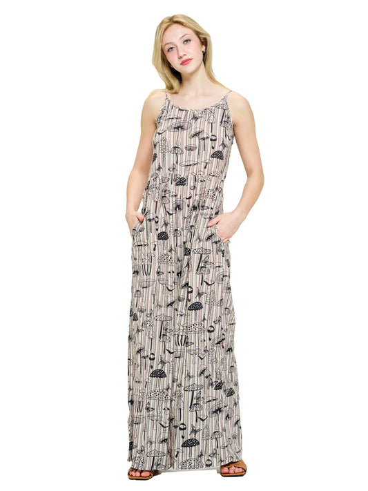 Jumpsuit Mushroom Print Striped
