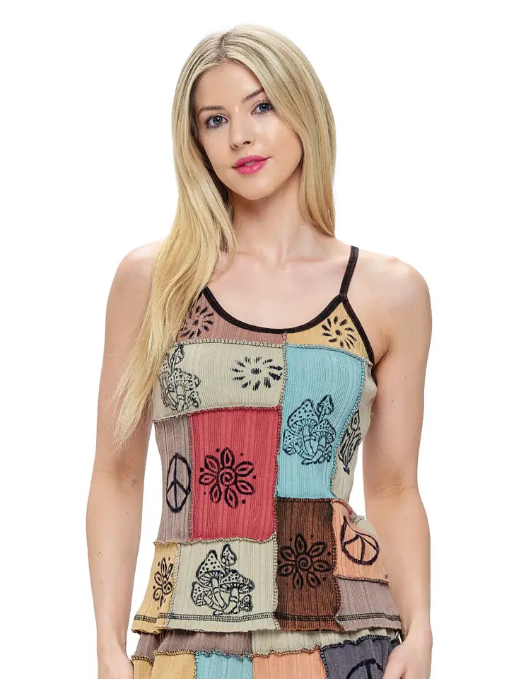 Patchwork Art Printed Tank Top