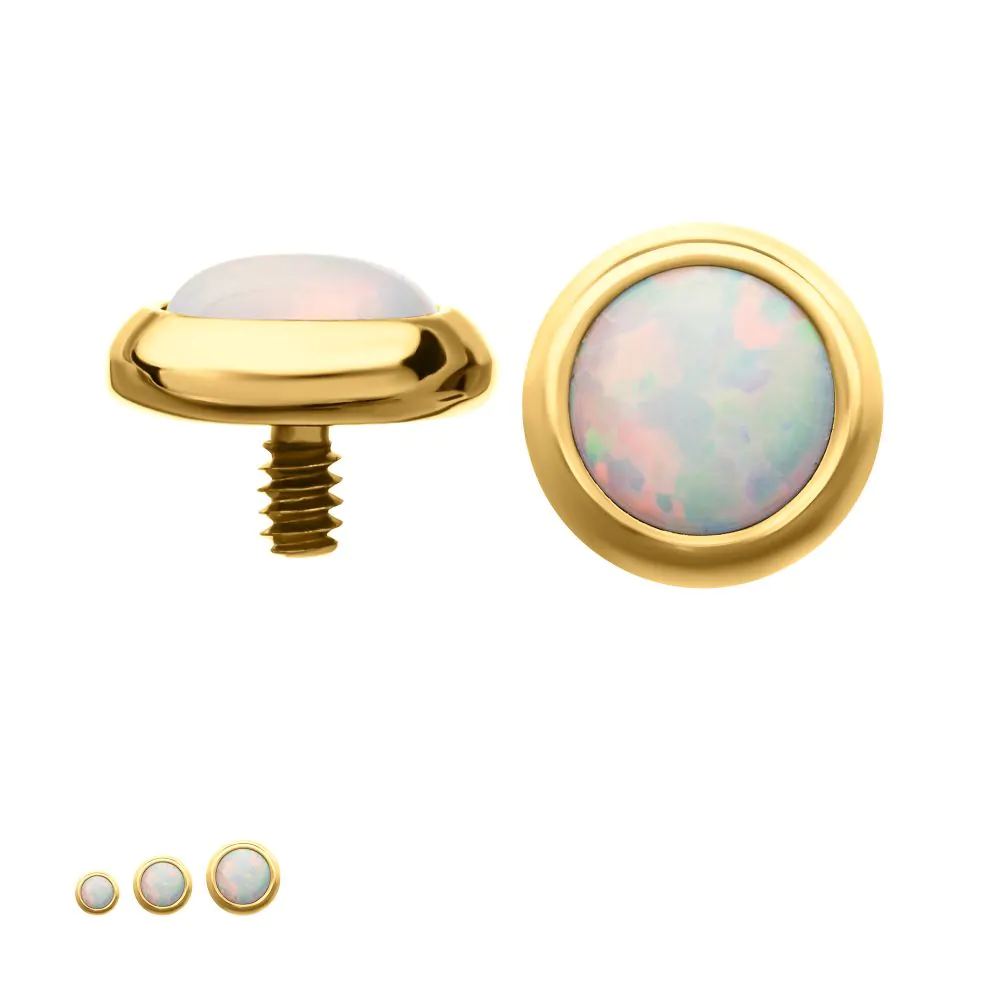 14g Bezel Set Round Opal 24kt PVD Dermal Top