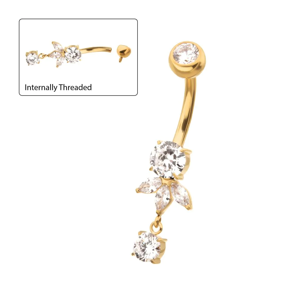 2 Round And Triple Marquise Dangle 24kt PVD