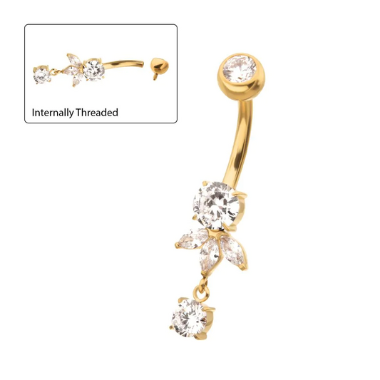 2 Round And Triple Marquise Dangle 24kt PVD