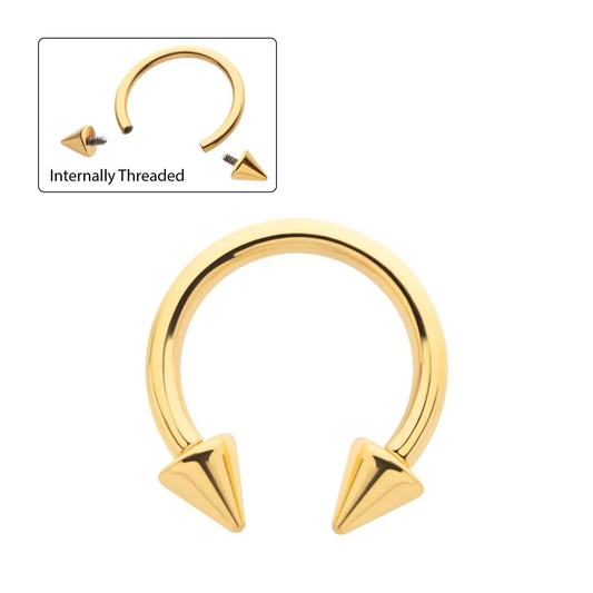 Double Spike 16g Circular Barbell 24kt Gold PVD