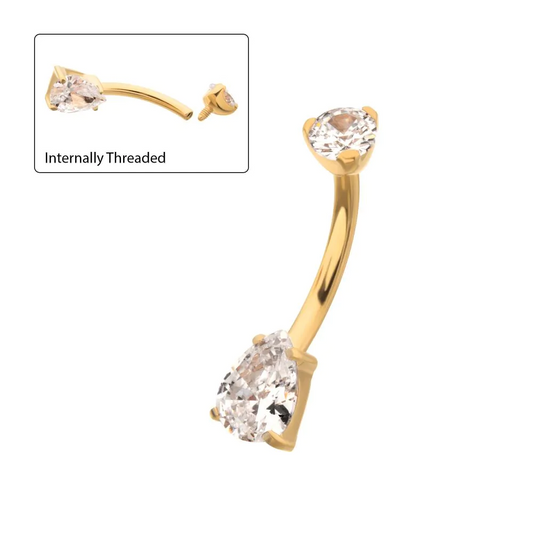 Prong Teardrop 6mm / 8mm CZ 24kt PVD