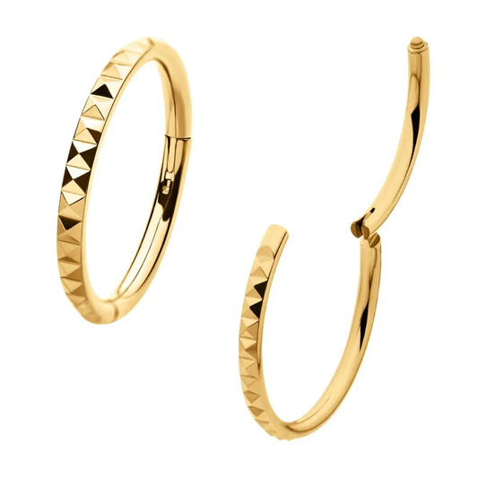 Pyramid Design Hinged Hoop 24kt PVD Ttianium