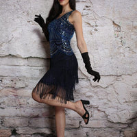 Sequin Flapper Dress With Fringes