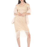 Beige Flapper Dress With Tassles