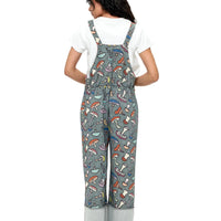 Patchwork Mushroom Print Overalls