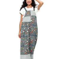 Patchwork Mushroom Print Overalls