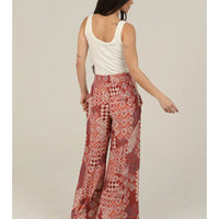 Tie Waist Wide Leg Printed Pants