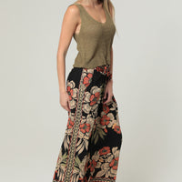 Wide Leg Pants With Self Tie