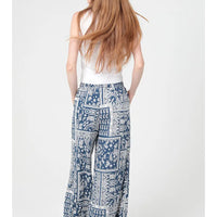 Tie Waist Wide Leg Printed Pants