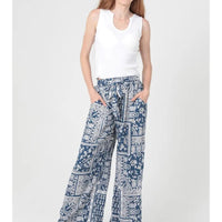 Tie Waist Wide Leg Printed Pants