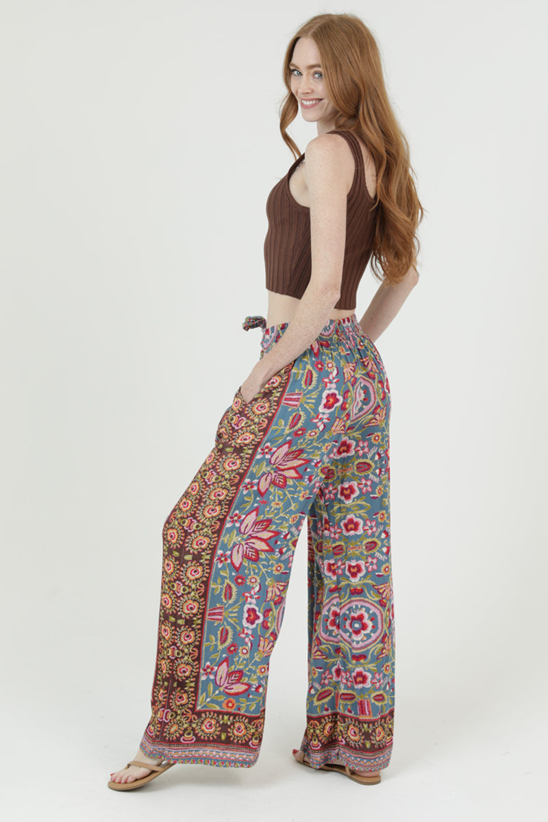 Wide Leg Pants W/ Self Tie
