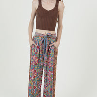 Wide Leg Pants W/ Self Tie