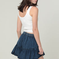 Denim Ruffle Skorts/Shorts