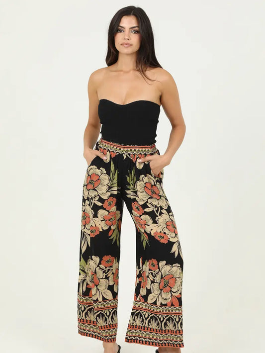Printed Wide Leg Pants