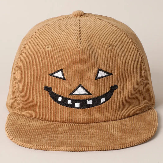 Halloween Jack O Lantern Face Embroidery Cap