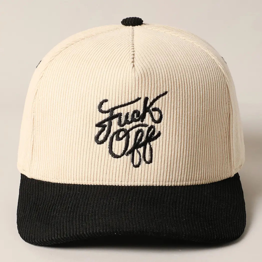Black Fuck Off Corduroy Trucker Baseball Cap