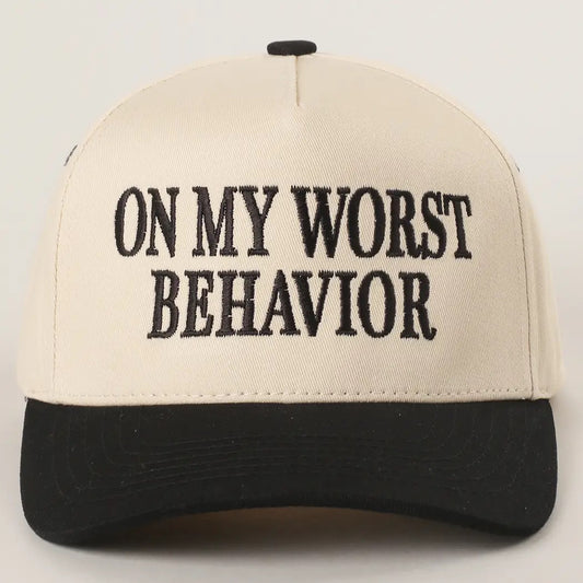 On My Worst Behavior Embroidered Trucker Hat