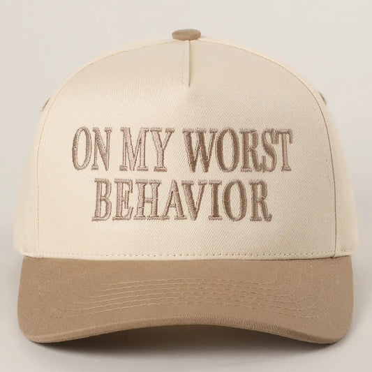 On My Worst Behavior Embroidered Trucker Hat