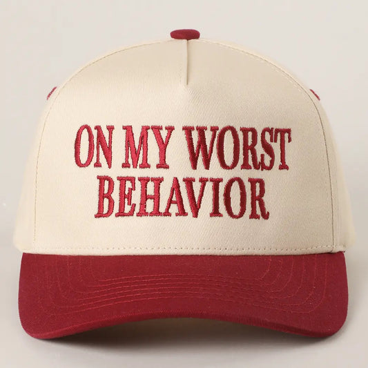 On My Worst Behavior Embroidered Trucker Hat