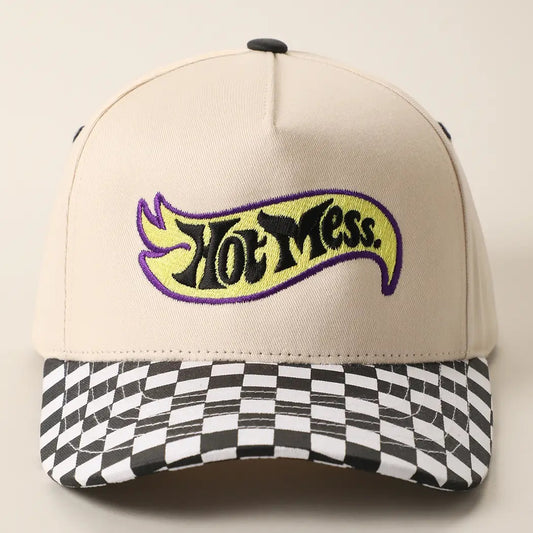 Hot Mess Flame Checkered Brim Hat