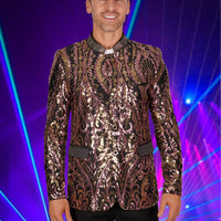 Mandarin Collar Sequin Blazer