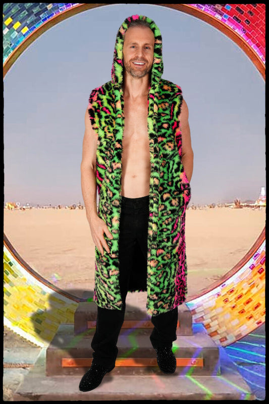 Neon Cheetah Sleeveless Coat