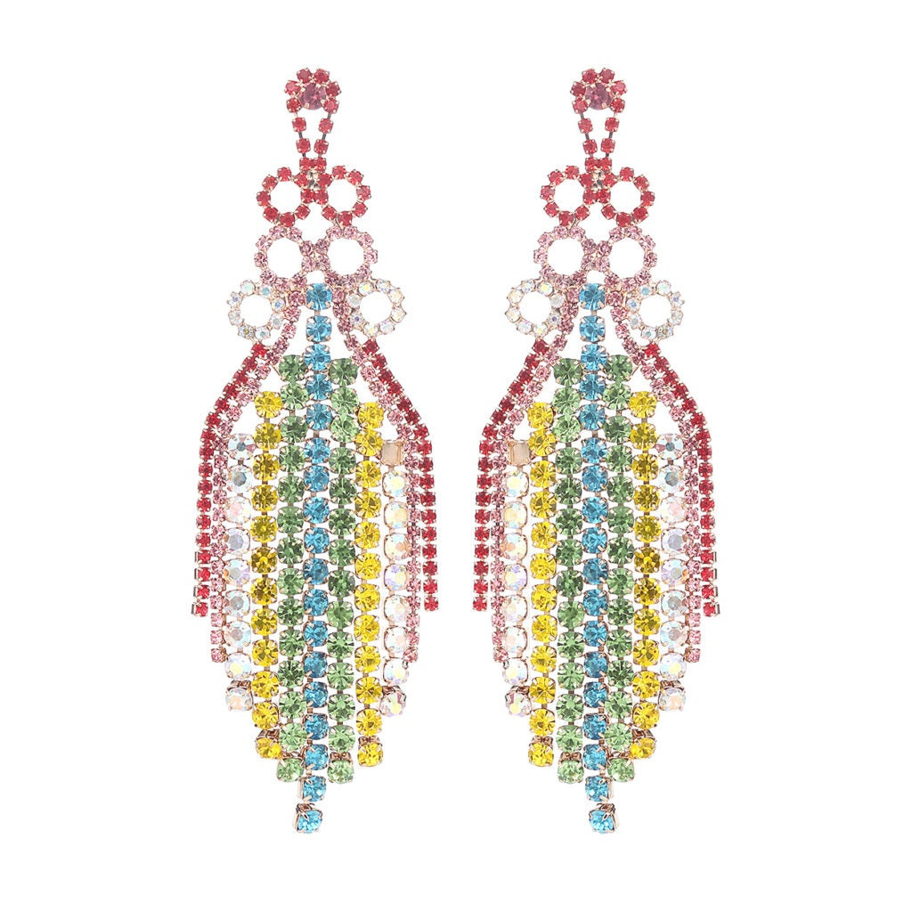 Rhinestone Colorful Fringe Earrings