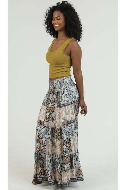 Tiered Skirt With Smocked Waist