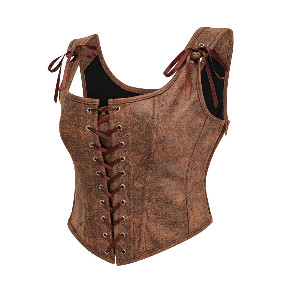 Pleather Front Lace Corset