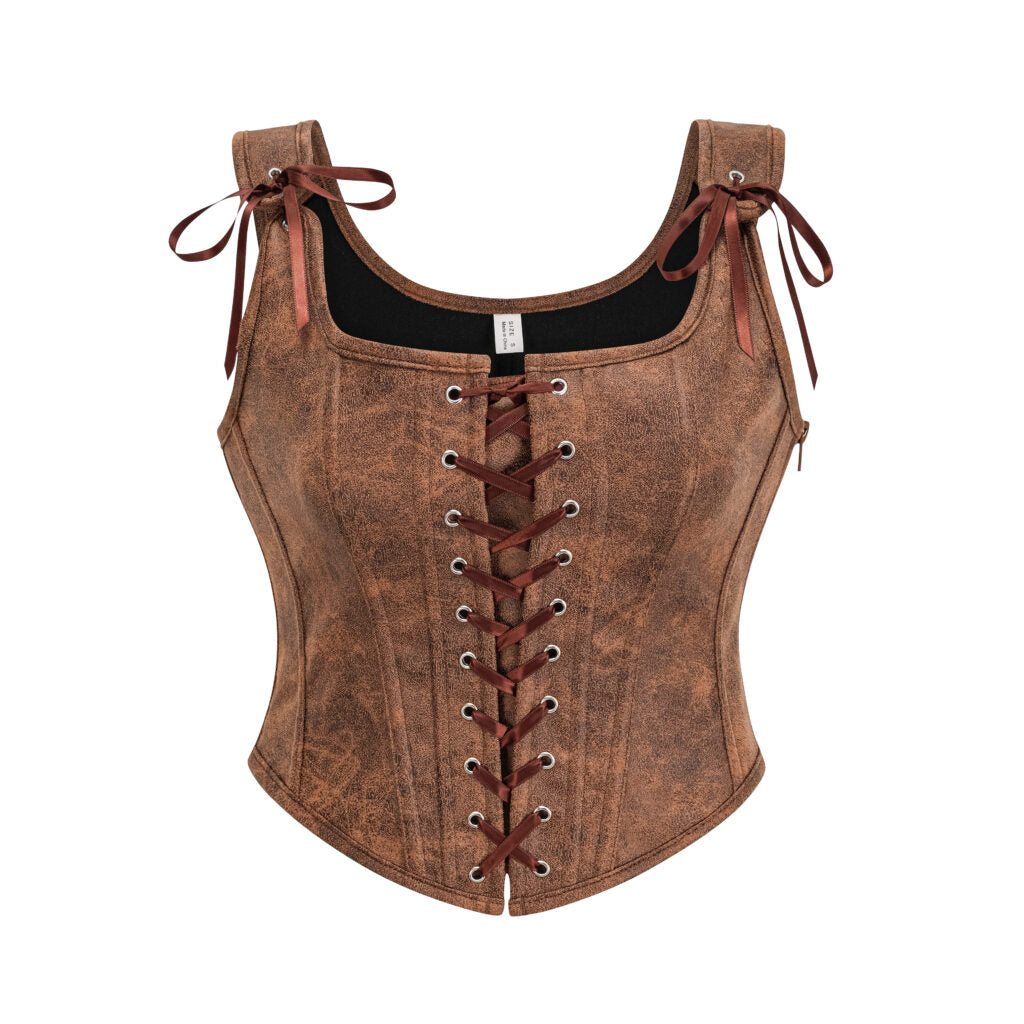 Pleather Front Lace Corset