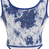Blue Flower Print Corset