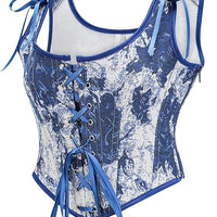 Blue Flower Print Corset