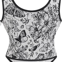 Black And White Flower Corset