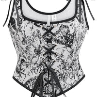 Black And White Flower Corset