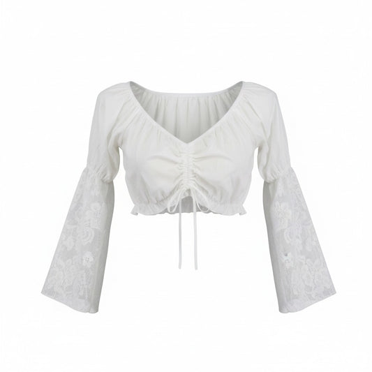 Cotton Top with Lace Sleeves