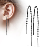 2 Bars On Chain Threader Earrings 20g