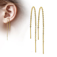 2 Bars On Chain Threader Earrings 20g