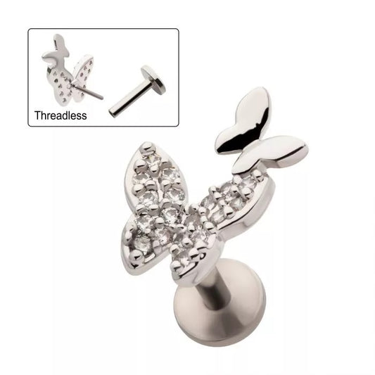 Butterfly Jewelled With Small Plain Butterfly