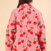 Oversize Printed Fleece Jacket Plus Size