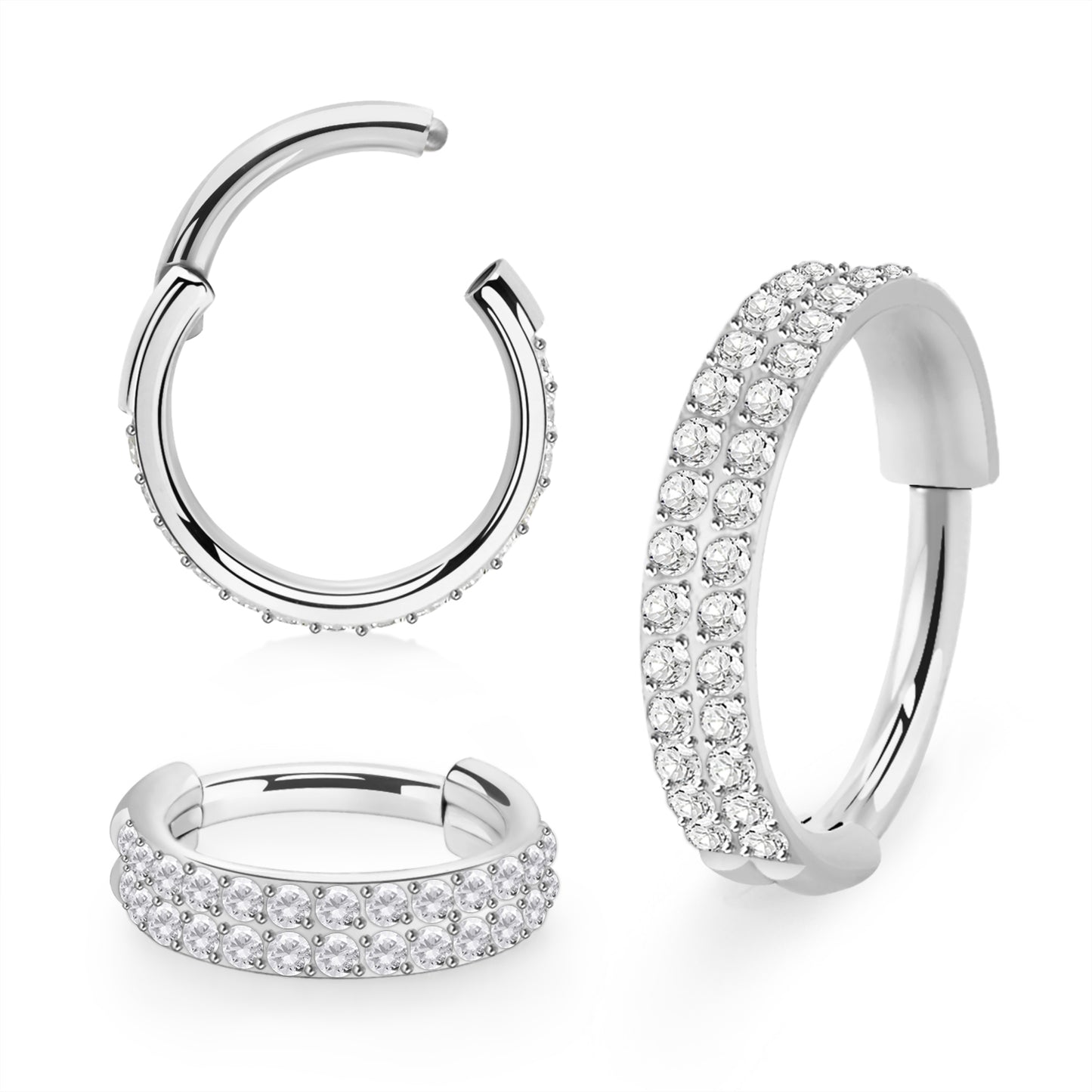 Aro con bisagras de gemas de 2 filas alrededor