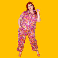 Groovy Mushroom & Snail Jumpsuit In Sunset