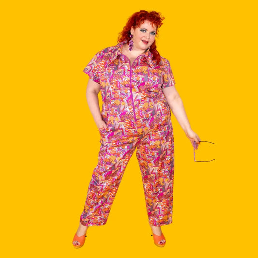 Groovy Mushroom & Snail Jumpsuit In Sunset