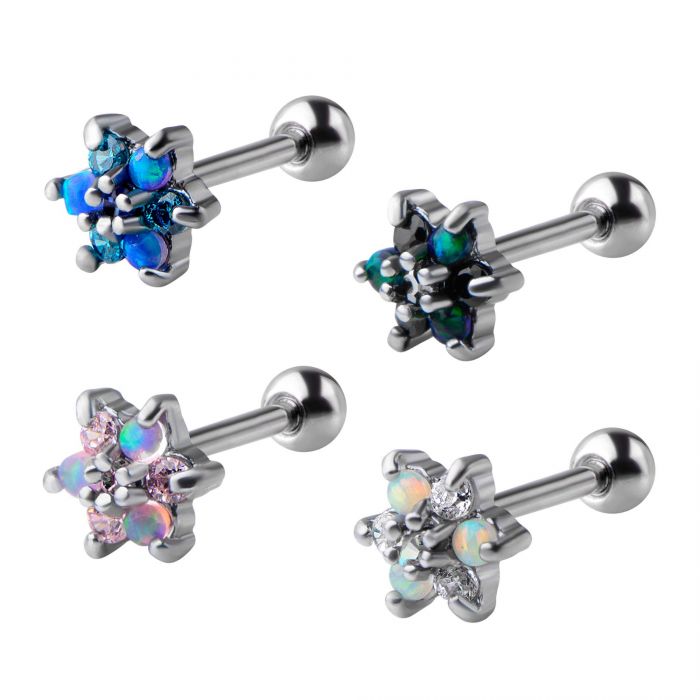 Cartilage de fleurs d'opale et de pierres précieuses