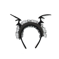 Halloween Batwing Lace Headband with Skull Accents