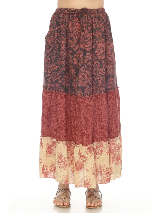 Cactus Garden Tiered Maxi Skirt